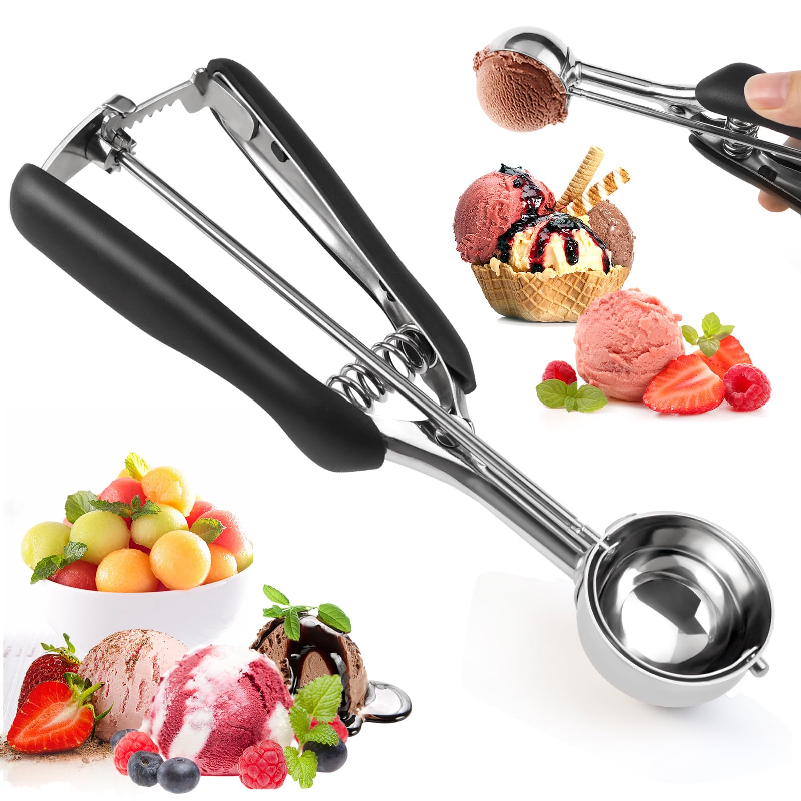 Apritsce Cuillère à Glace Électrique Chauffante – Cuillère Boule Acier Inoxydable Rechargeable, Pour Glace Dure Sans Effort, Écran LED