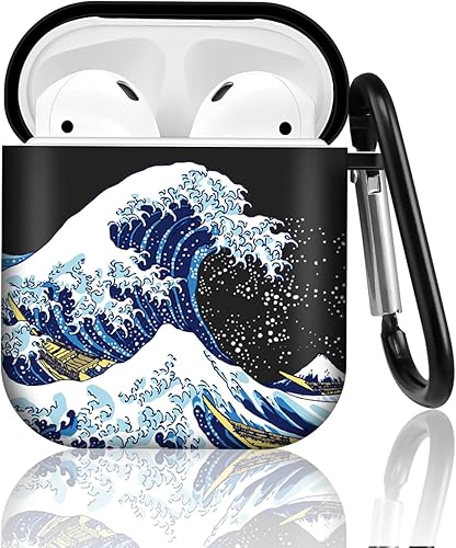 Miniatura 6 de JoySolar Funda para Airpods 1/2, linda funda de silicona Kawaii con ondas para Apple Airpod Air Pods 2 y 1, elegante, única, divertida, diseño de