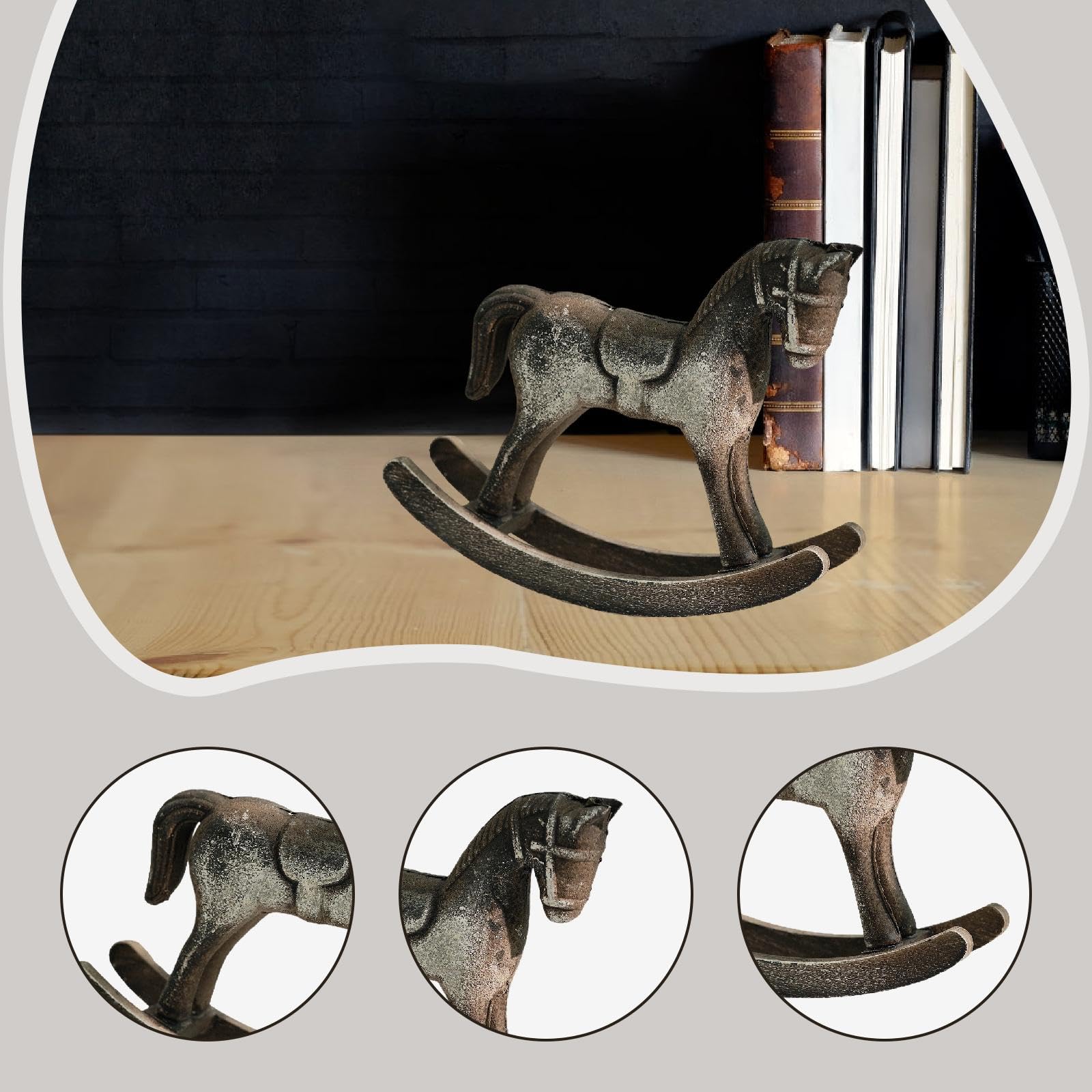 6X Schaukelpferd Aus Holz, Skulptur, Kunsthandwerk, Dekorative Statue, Elegante Figur, Geschenkidee, Tischdekoration