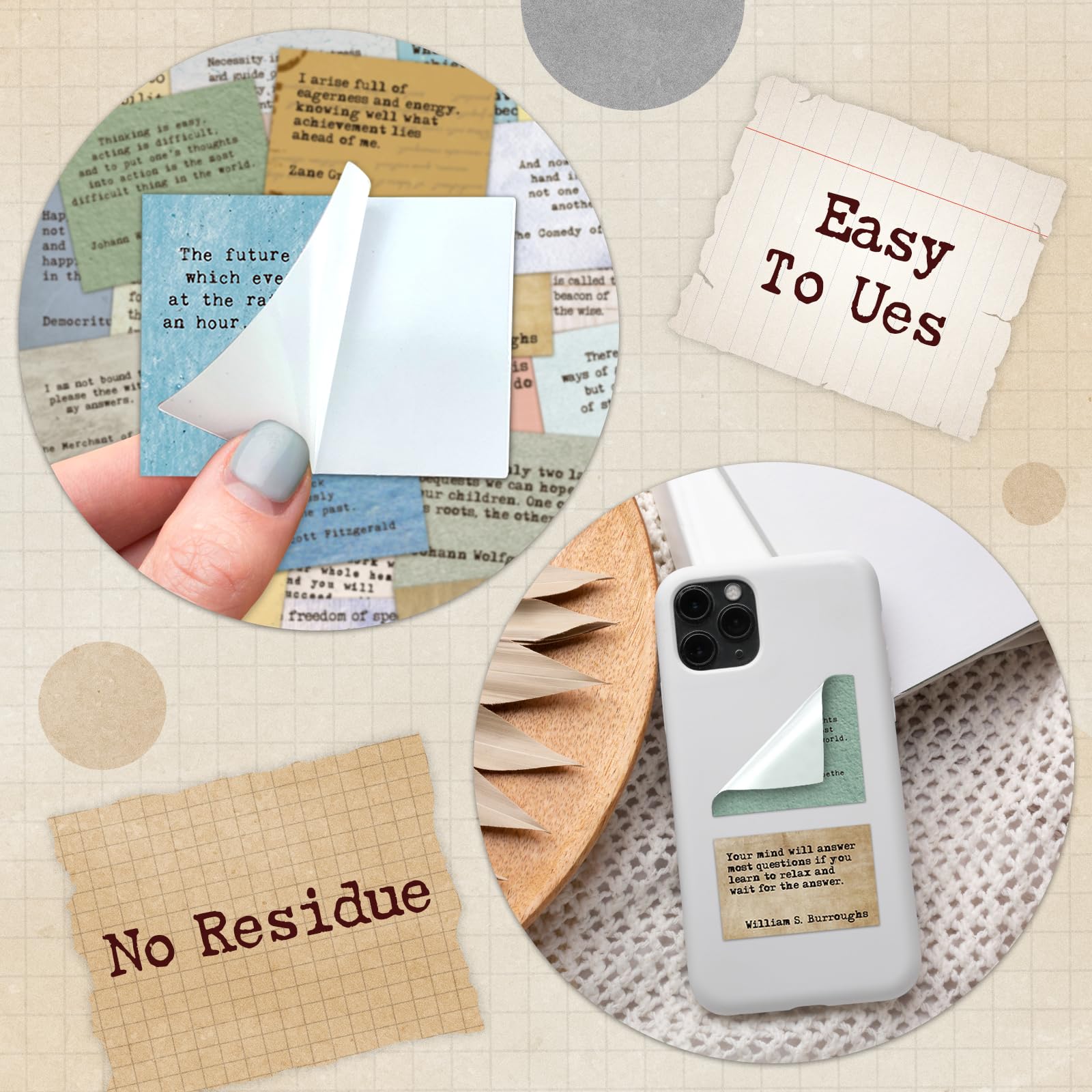 HomSeon Naklejki w stylu vintage, 360 szt., do dziennika, scrapbookingu, słynne cytaty, naklejki na tablicę wizji, retro, wibracje, śmieci, pocisk, pamiętnik, artykuły na laptopa, etui na telefon,