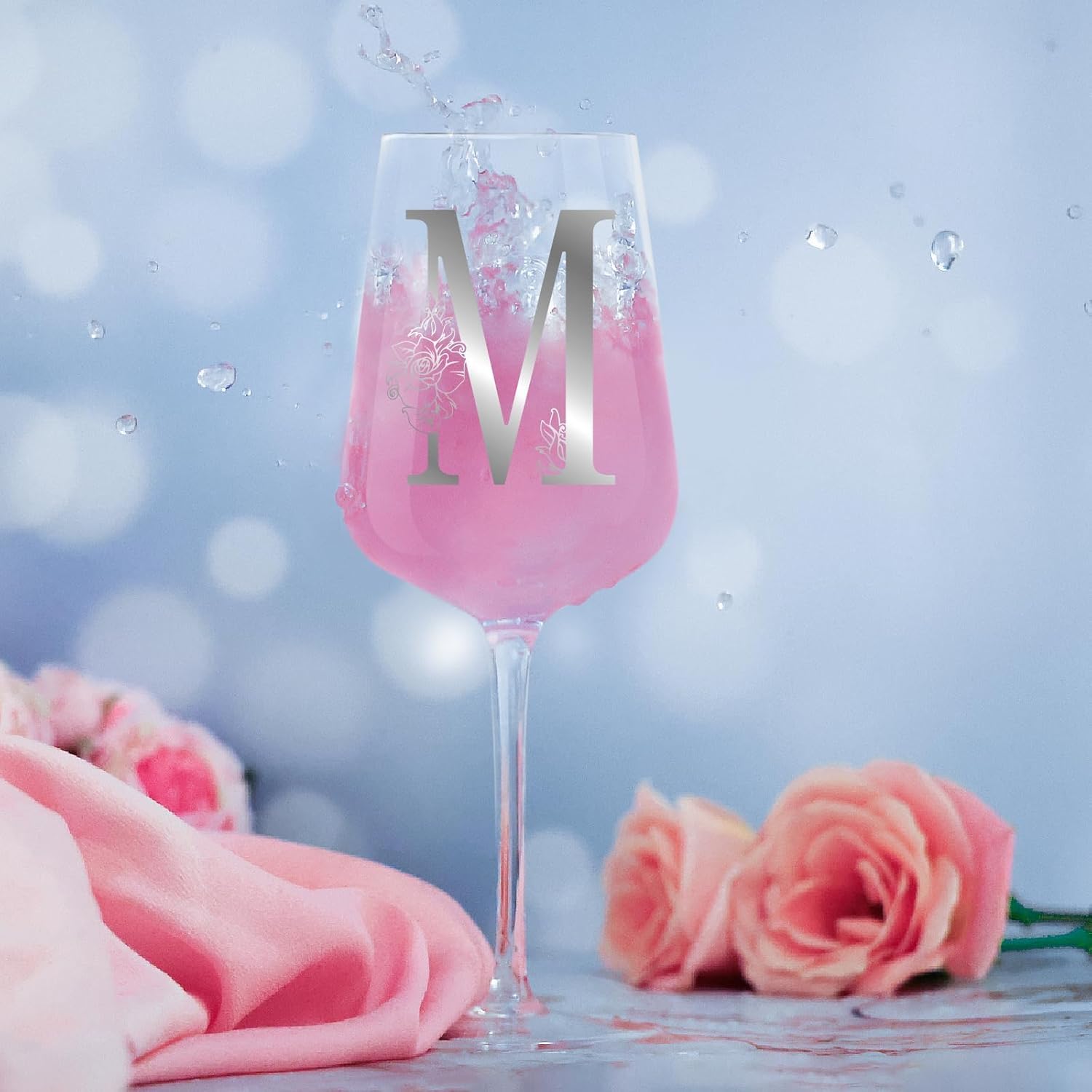 Personalized Wine Gifts for Women - Customized Initials A-Z Wine Glasses, Unique Monogram Birthday Gifts for Her, Mom, Wife, Sister, Daughter, Friend (M) - Image 8