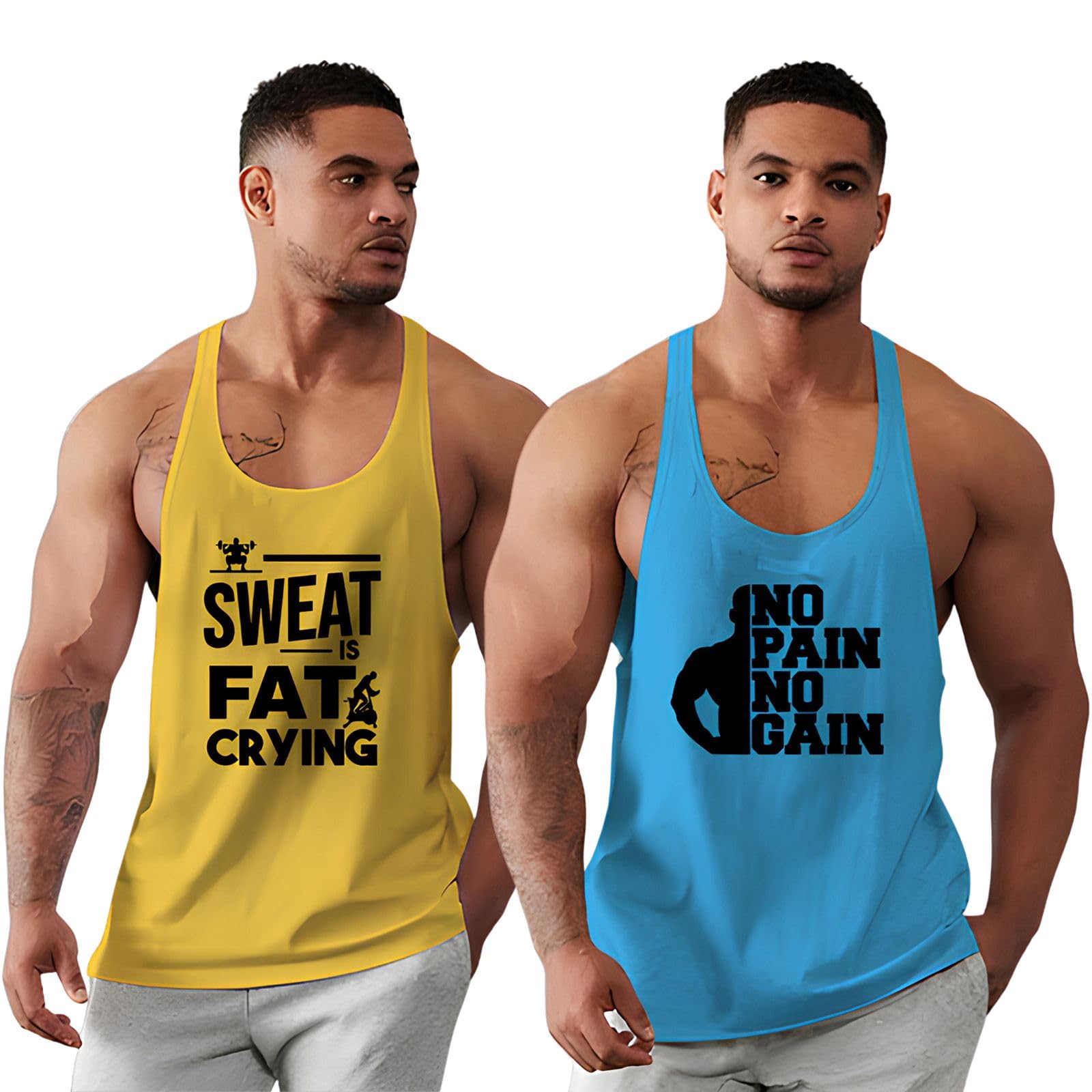 bab being beast apparel BAB Men's Polyester Gym Vest Pack of 2 | Sleeveless Bodybuilding Stringer | Motivational Workout | Printed-picture-23