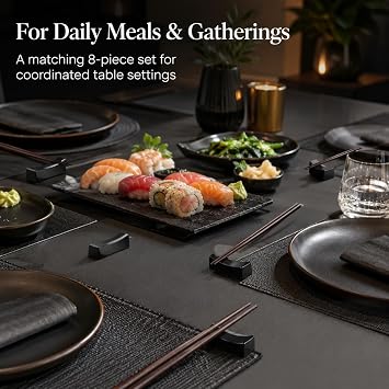Chopsticks Holder Rest - 8 Packs, 304 Stainless Steel Chopstick Holder, Chopsticks Stand, Knife Fork Spoon Rest for Tableware Kitchen, Black