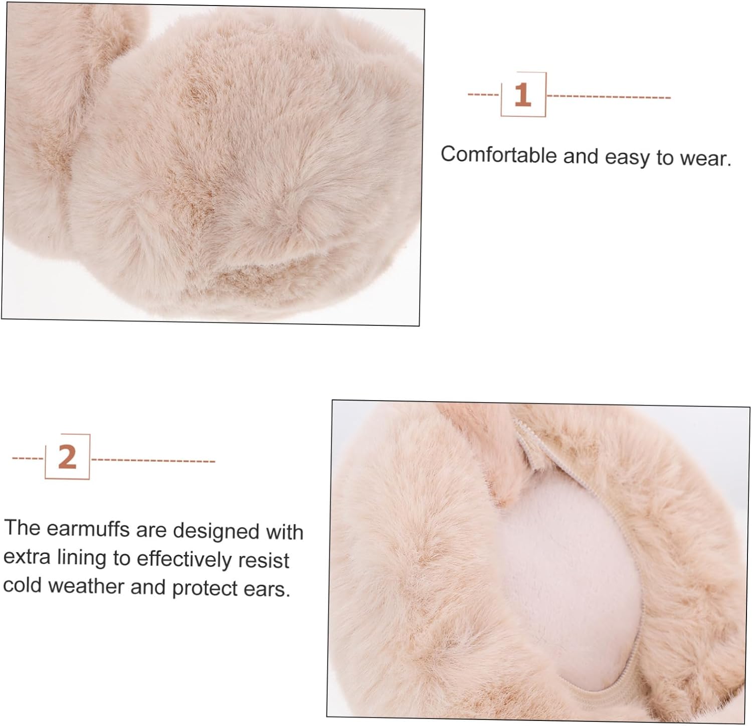 Holibanna Cute Cat Ear Earmuffs for Boys and Girls Foldable Plush Winter Ear Warmers Outdoor Protection for Winter Size Beige