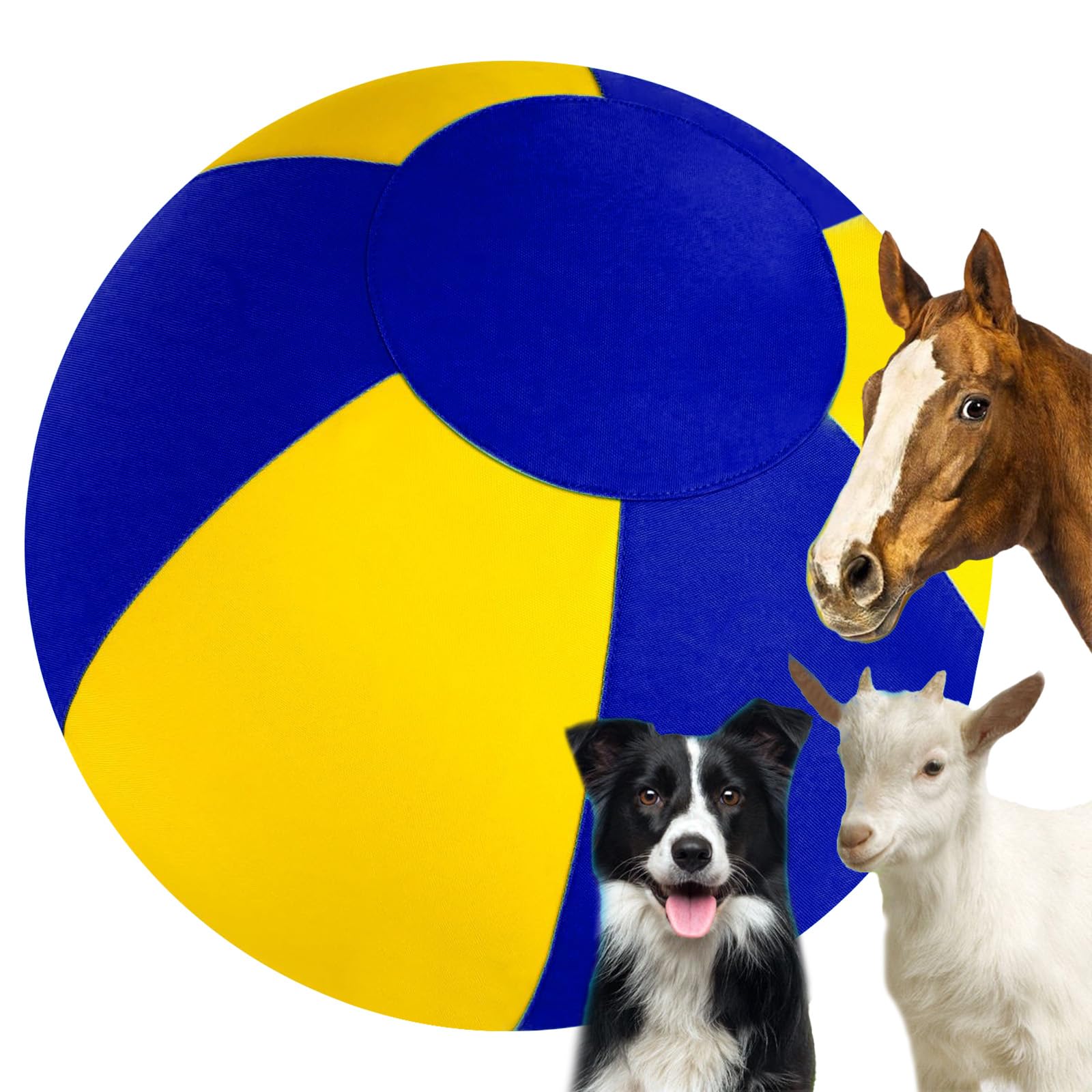 Palla da pastore cani con copertura protettiva e giocattolo per addestramento del cane con pompa per pastore border collie, addestramento all'aperto e gioco in cortile (55 cm giallo blu)