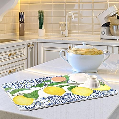 Vista 127 de Tapete de secado de platos de mariposas botánicas para encimera de cocina, almohadilla de secado de microfibra absorbente, grande, 18 x 24 pulgadas