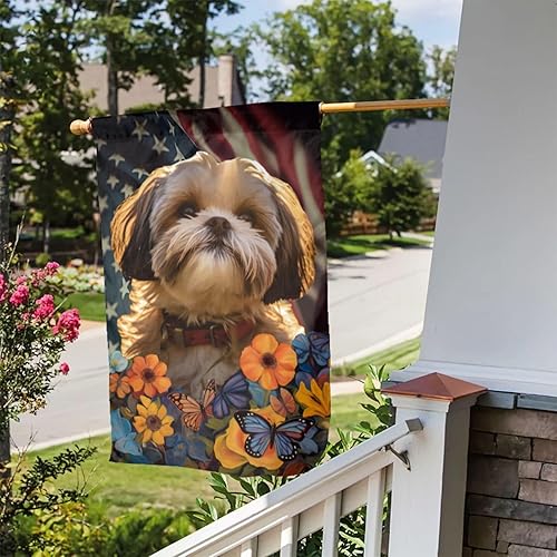 Miniatura 9 de Bandera de jardín Shih Tzu Dogs - Bandera de Estados Unidos con diseño de girasol, 12 x 18 pulgadas, doble cara, decoración de patio al aire libre