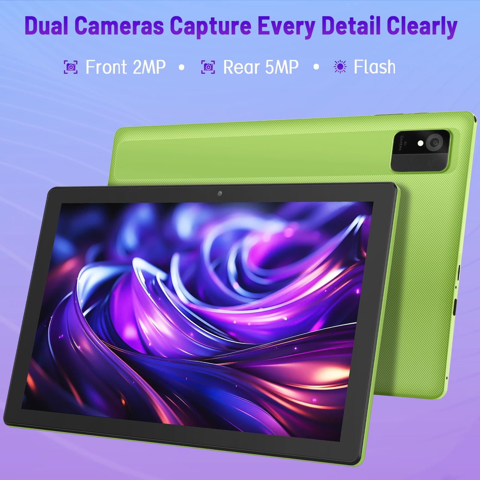 Tablette Android 15 de 10", 8 Go de RAM, 64 Go de ROM, extensible jusqu'à 1 To, Octa-Core, écran HD IPS, 5G WiFi 6, certifié GMS, tablettes informatiques pour adultes avec étui, vert