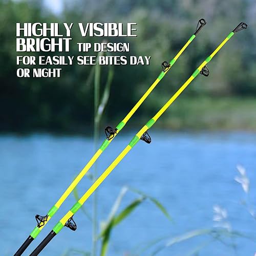 Miniatura 3 de Fiblink Cañas de pescar de bagre de 7'6"/8'6"/10'Caña de bagre verde 1 pieza/2 piezas portátil de viaje Caña de pesca de bagre de pesca de bagre de