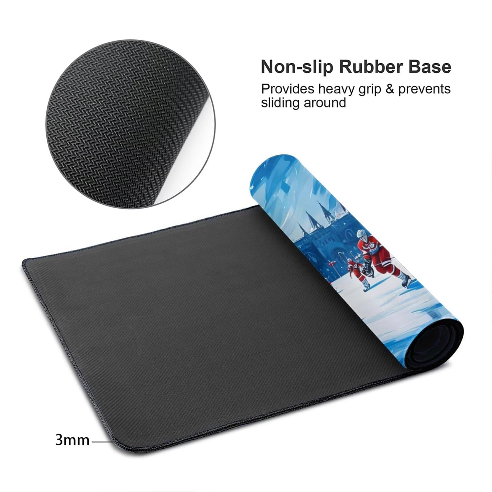 Tapis de Souris XXL 1200x600 mm, Ski Tapis de Souris Athlète Tapis Souris XXL 120 X 60 CM, Étanche Antidérapant Sous Main Bureau à Bords Cousus, Mouse Pad avec Surface en Caoutchouc antidérapant U-541