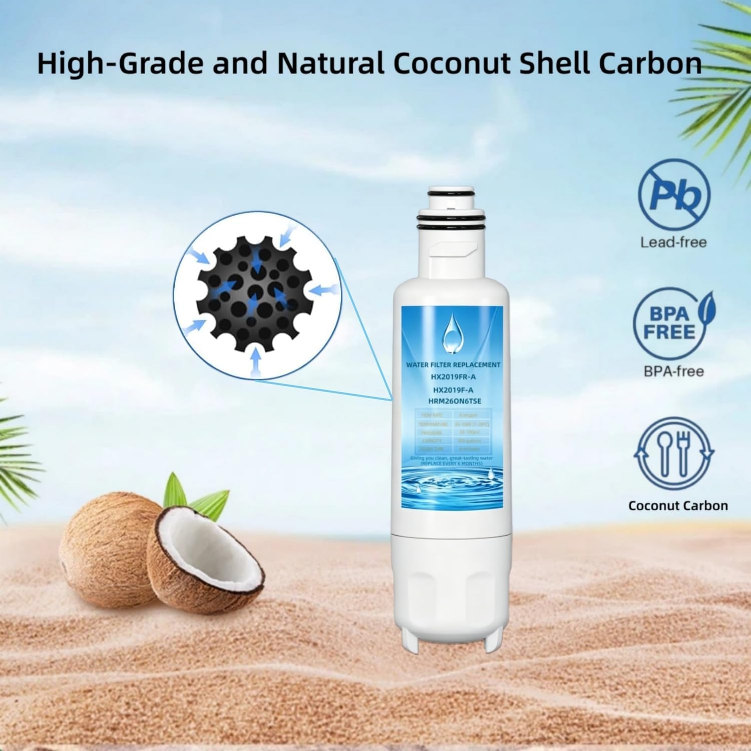 HX2019FR-A Water Filter Replacement, Compatible with Hisense HX2019FR-A, HX2019F-A, HRM260N6TSE, HRFD560SW, HRCD585BW, HRFD634BW, HRCD650BW, HRCD586TBWB and Mora MRM260N6TSE,3 Pack