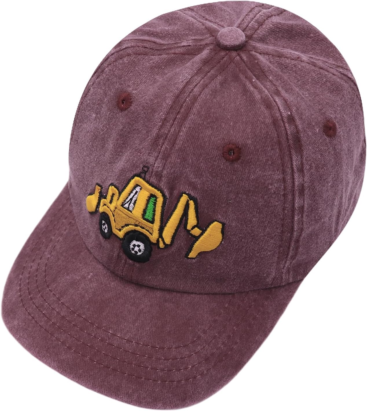 Suillty Kids Embroidery Excavator Baseball Caps Adjustable Casual Hats Summer Outdoor Travel Hat for Boys Girls