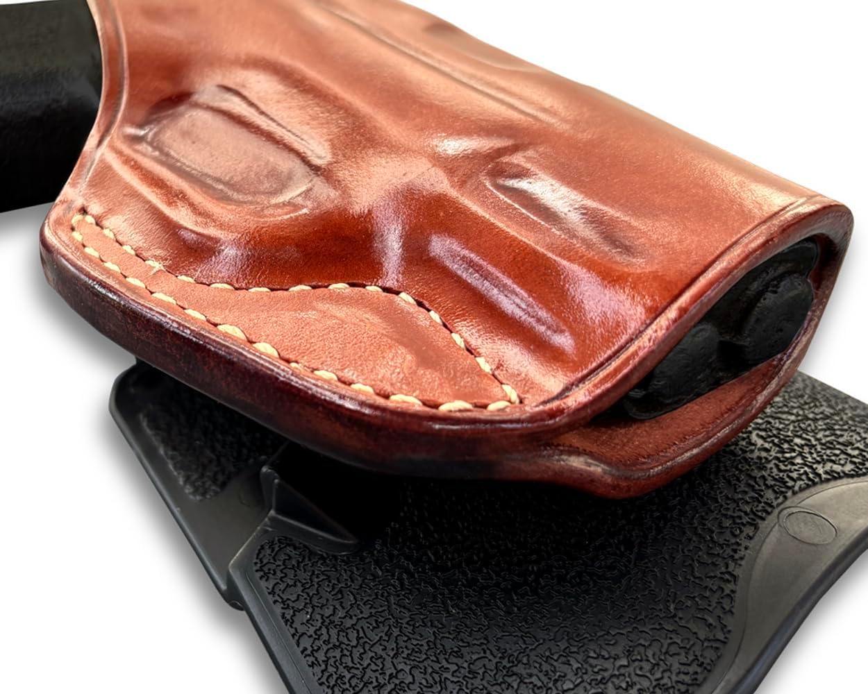 Masc Optic Ready/Red Dot Sight Leather Paddle Holster Fits Hellcat 3-inch, Right Hand Draw, Brown Color #1524#