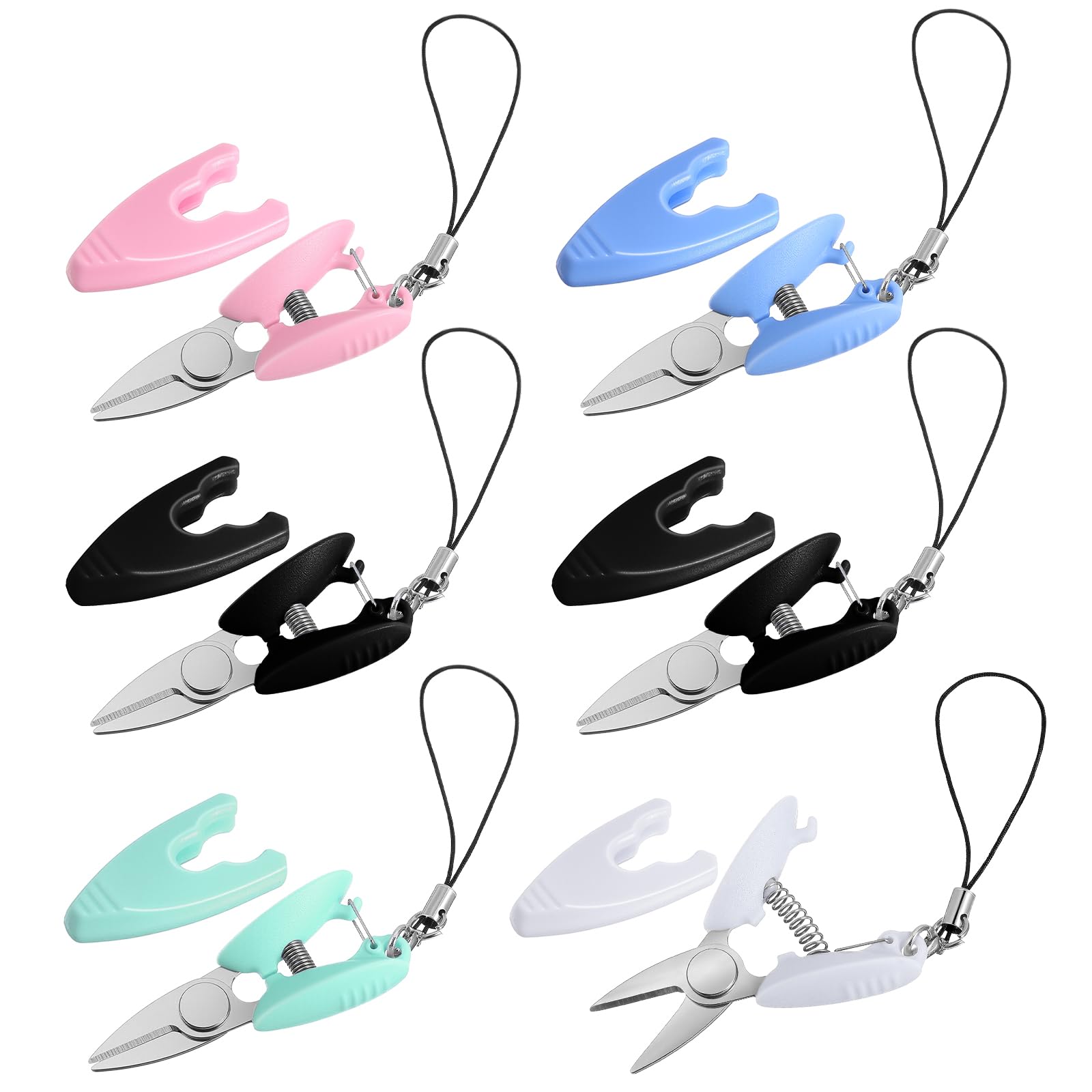 6 Pcs Tiny Scissors with Cover for Travel TSA Approved Mini Small Compact Yarn Keychain Scissors Travel-Sized Portable Snips Craft Scissor Micro Keychain Snips for Sewing Paper and Crafts 5 Colors