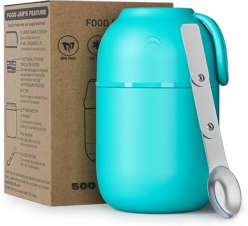 Miniatura 1 de 17 oz Insulated Lunch Containers Hot Food Jar Vacuum Stainless Steel Food Thermos Lunch Box for Kids Adult with Spoon for School Office Picnic