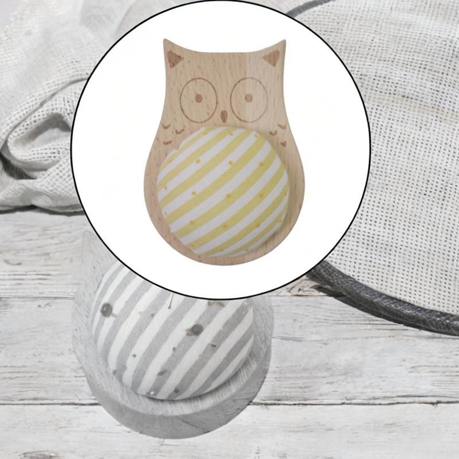 Fancyes Mini Pincushion Wooden Base Small Portable Useful Sewing Needle Cushion Holder Sewing Needle Holder for Quilting Embroidery, Owl