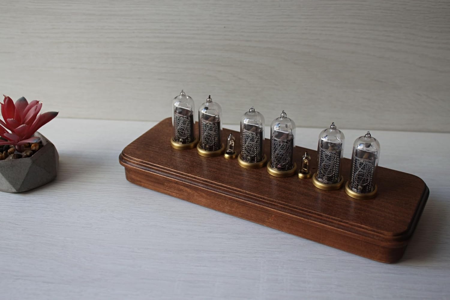 Nixie Tube Clock Authentic 6X IN-14 - Made in Ukraine - Vintage Retro Table - Wooden Desk Nixie Tube - Handmade