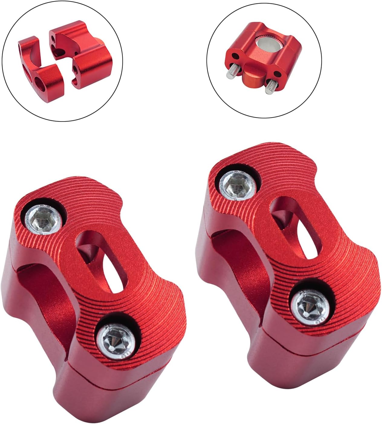 Universal Motorcycle 7/8" 1 1/8" 22MM 28MM CNC Handlebar Handle Risers Adjustable Fat Bar Adapter Mount Clamps for EXC KLX KXF YZF CRF XR SX SXF XCW WR YZ Dirt Pit Bike (Red-2)