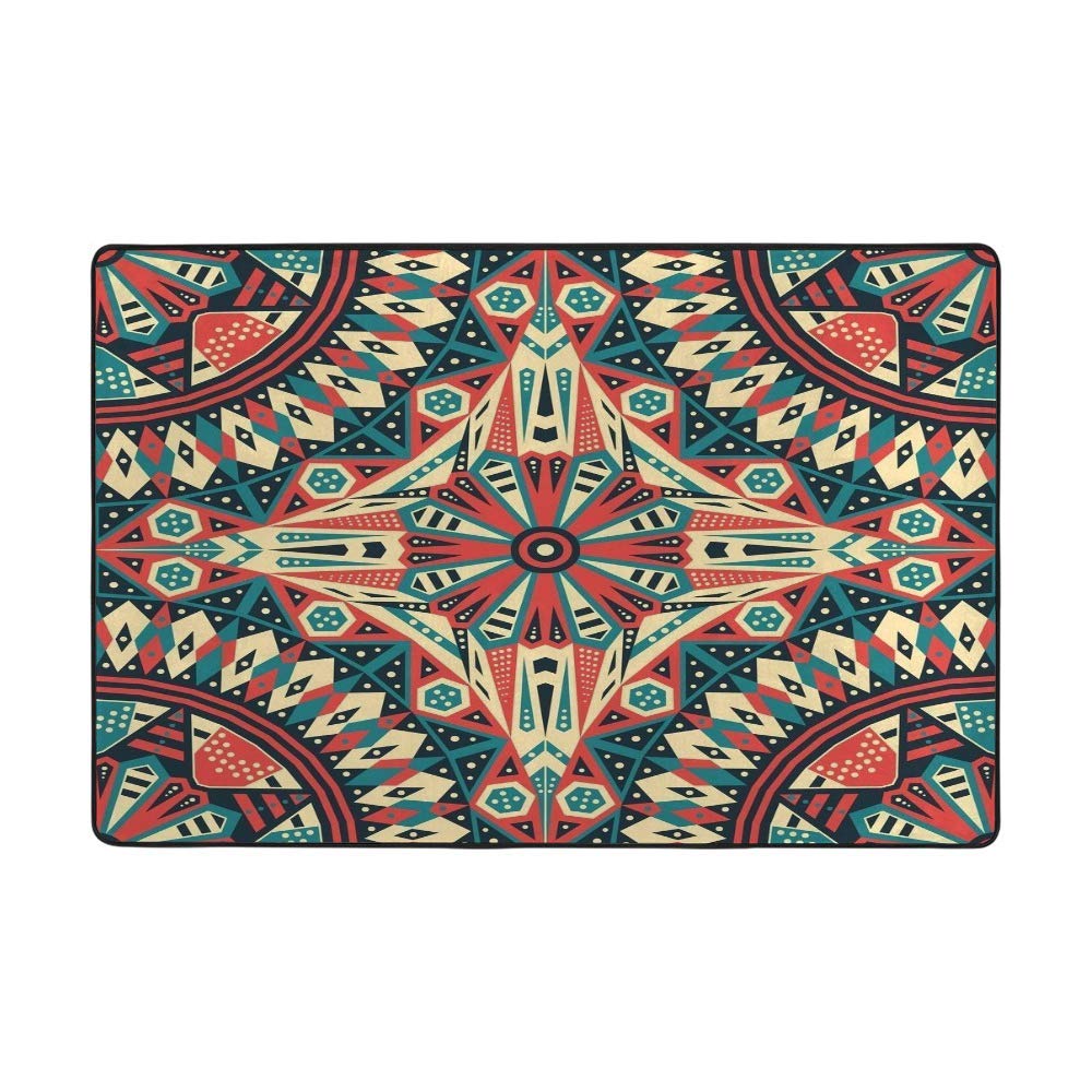 Grand tapis de sol antidérapant lavable style arabesque pour votre salon