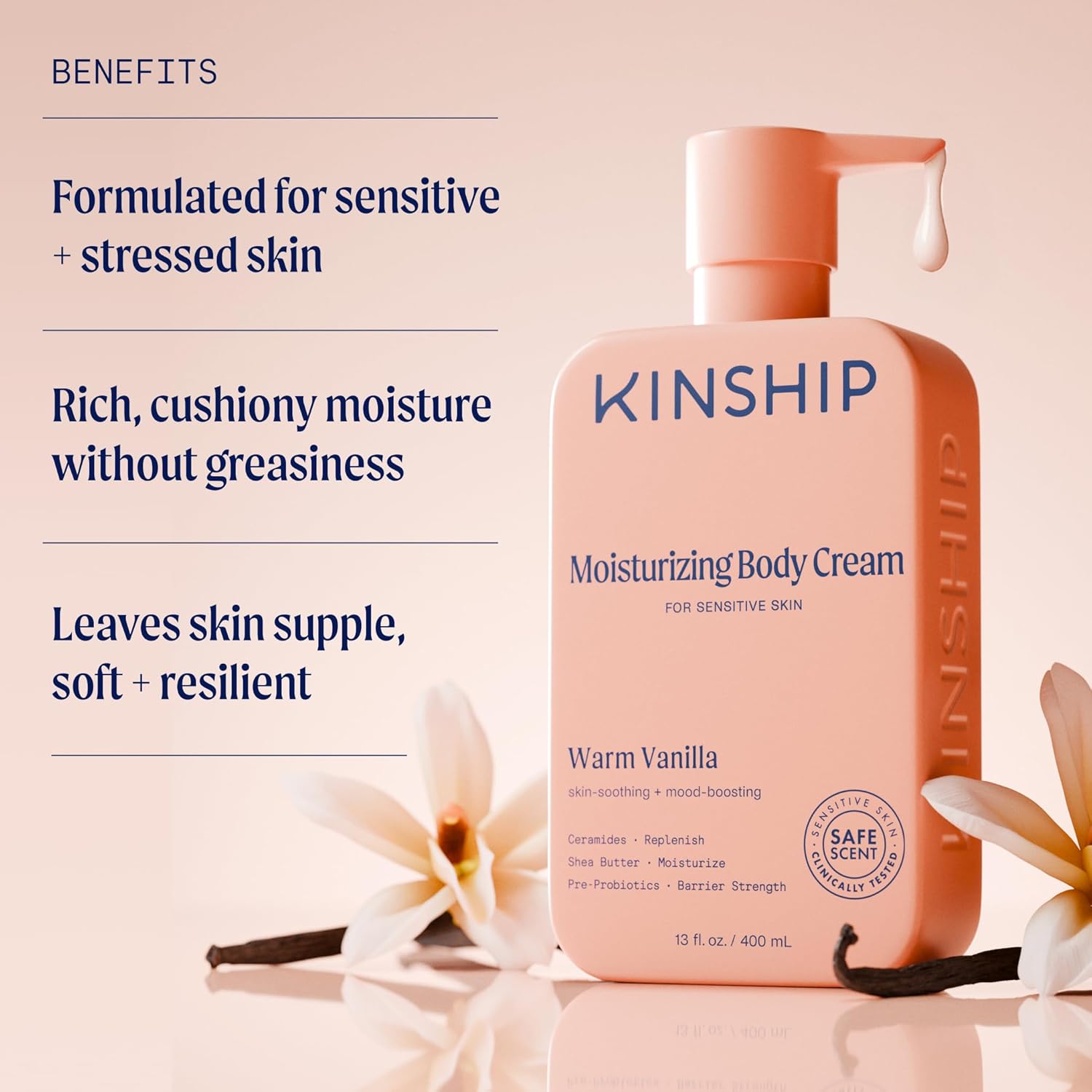 Kinship Gentle Moisturizing Body Lotion for Sensitive & Dry Skin | Eczema Relief Cream | Fragrance-Free Hydrating Cream | Shea Butter Vanilla Lotion, 13 oz - Image 2