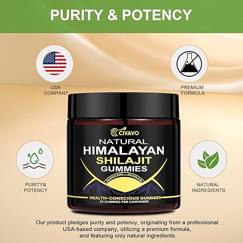 Miniatura 6 de Gomitas Shilajit naturales del Himalaya, gomitas Shilajit naturales orgánicas para hombres y mujeres, apoyan la energía natural y la fuerza, 30