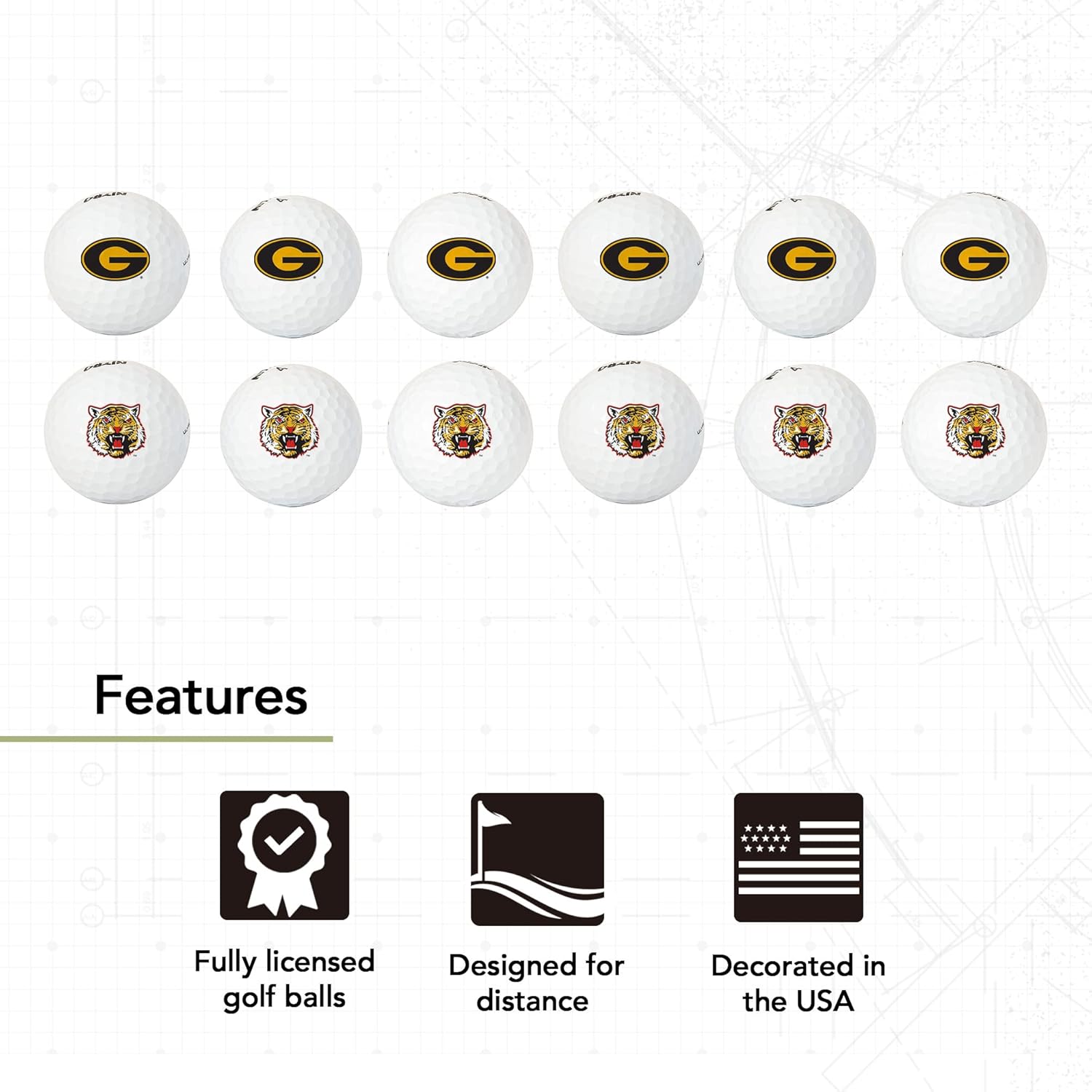 Desert Cactus Grambling State University Golf Balls 12 Pack – GSU Tigers Full Color Dozen – Officially Licensed Sport Team Accessory