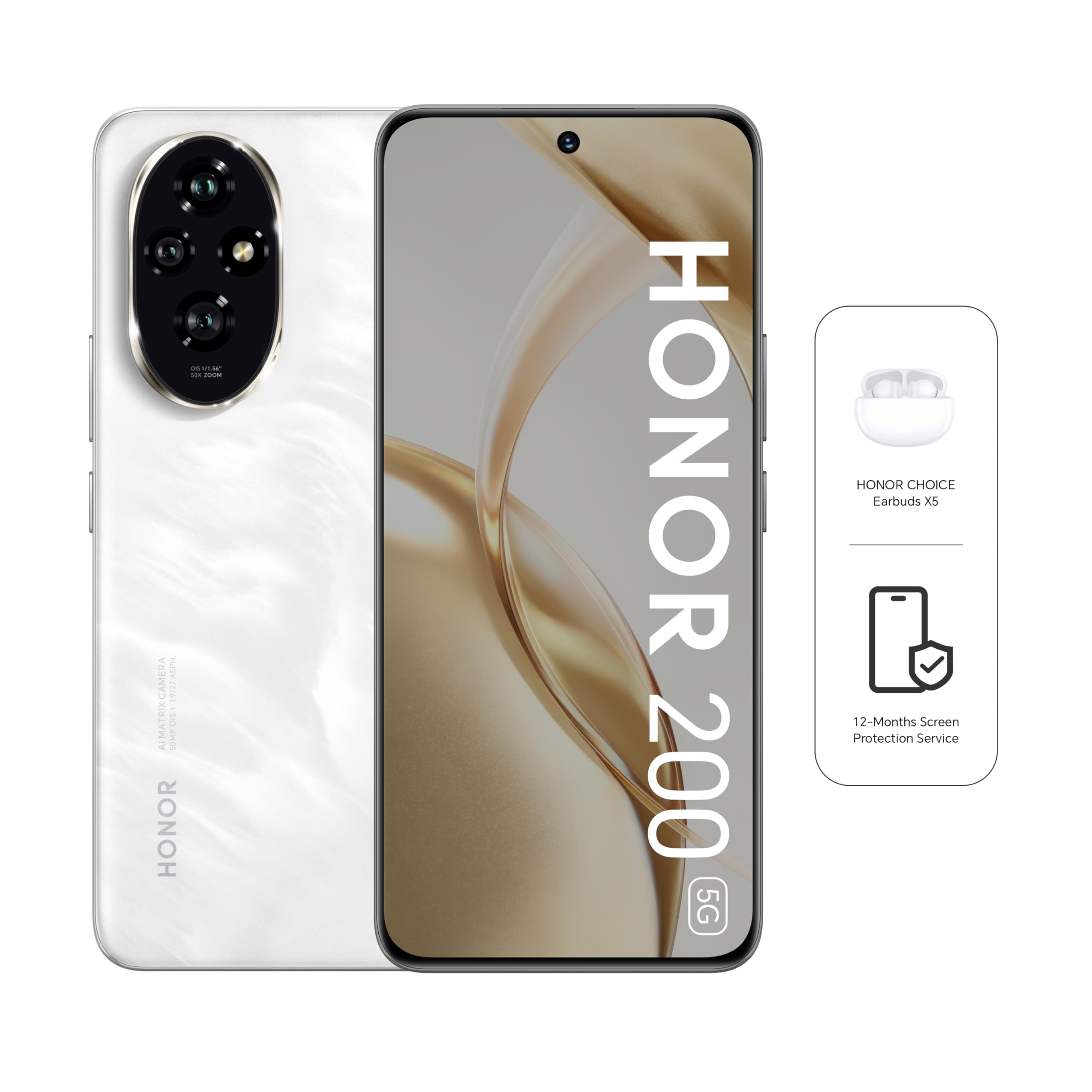 Honor 200 pro 中国版 月影白12GB+256GB HONOR 200 5G Dual SIM 12GB RAM + 256GB Moonlight White With Free