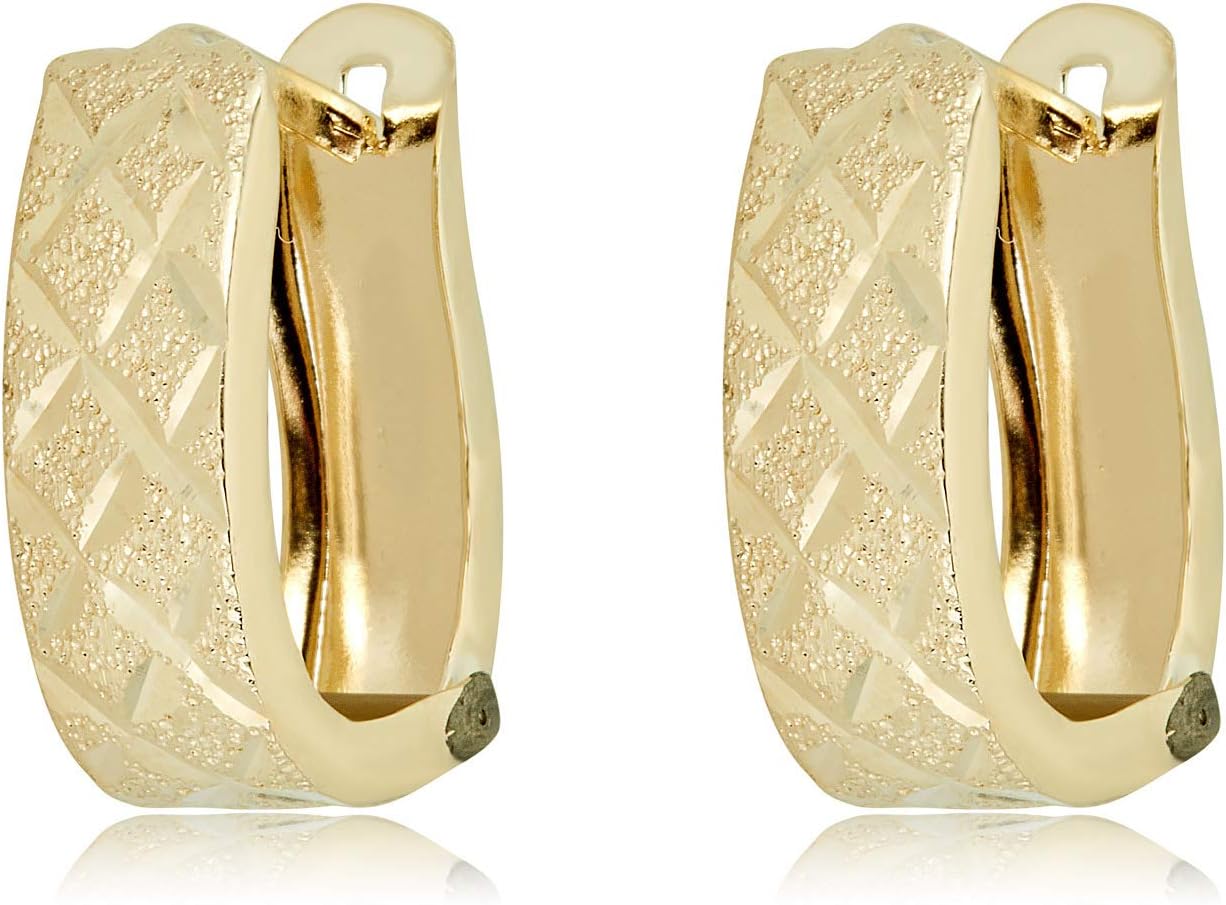 AVORA 10K Yellow Gold 5mm Diamond-Cut Hoop Earrings