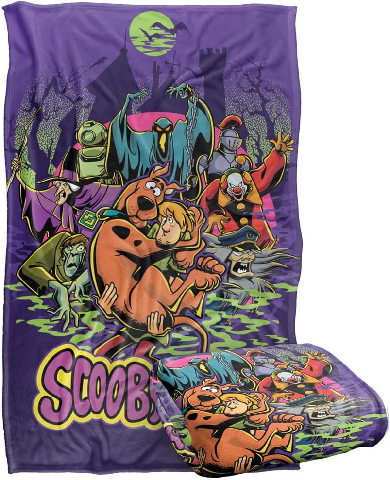 Scooby Doo! Blanket, 50"x60" Spooky Poster Scene Silky Touch Super Soft Throw Blanket
