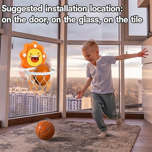 Miniatura 4 de Mini aro de baloncesto para interiores para el dormitorio de los niños pequeños, altura ajustable, ahorro de espacio, regalo de cumpleaños de