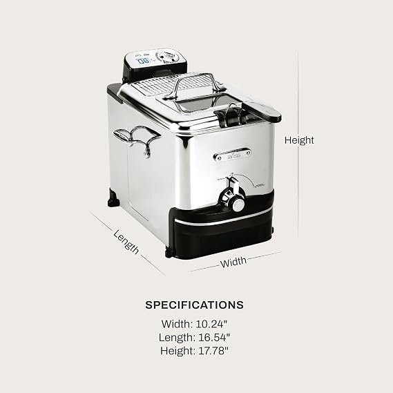 All-Clad Electric Deep Fryer with Basket and Lid, Stainless Steel Deep Fryer for Home Use, 1700W, Dishwasher Safe