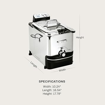 All-Clad Electric Deep Fryer with Basket and Lid, Stainless Steel Deep Fryer for Home Use, 1700W, Dishwasher Safe