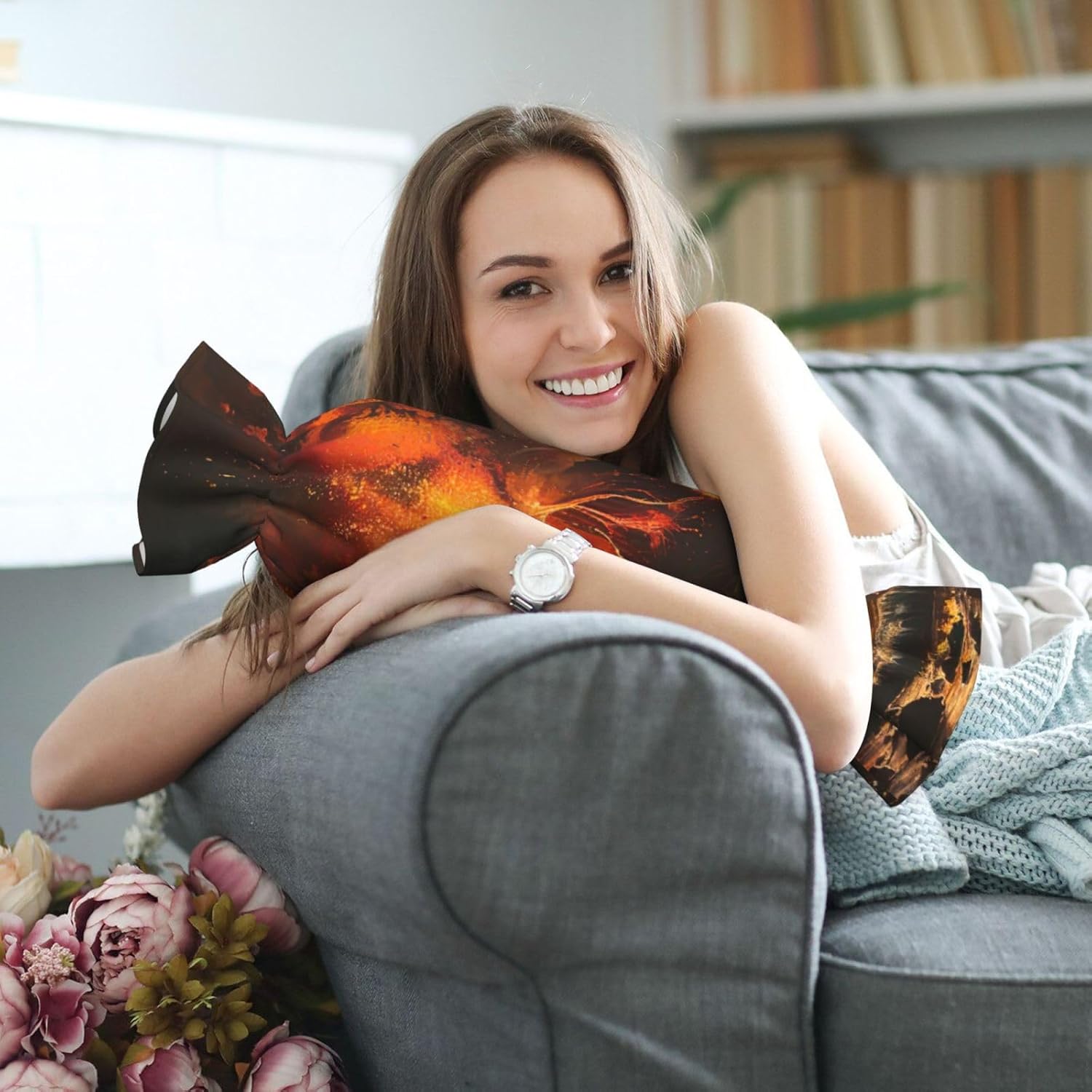 Volcano Print Candy Cylindrical Comfortable Pillow Throw Pillows Home Decor Easy Maintenance