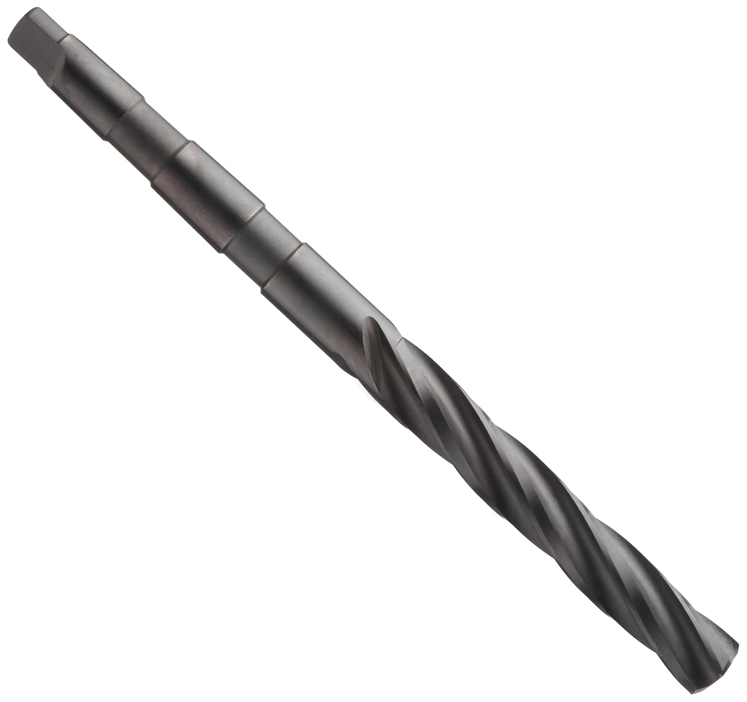 T400 High Speed Steel Core Drill Bit, Black Oxide Finish, Morse Taper Shank, Spiral Flute, 118 Degree Point Angle, 1"