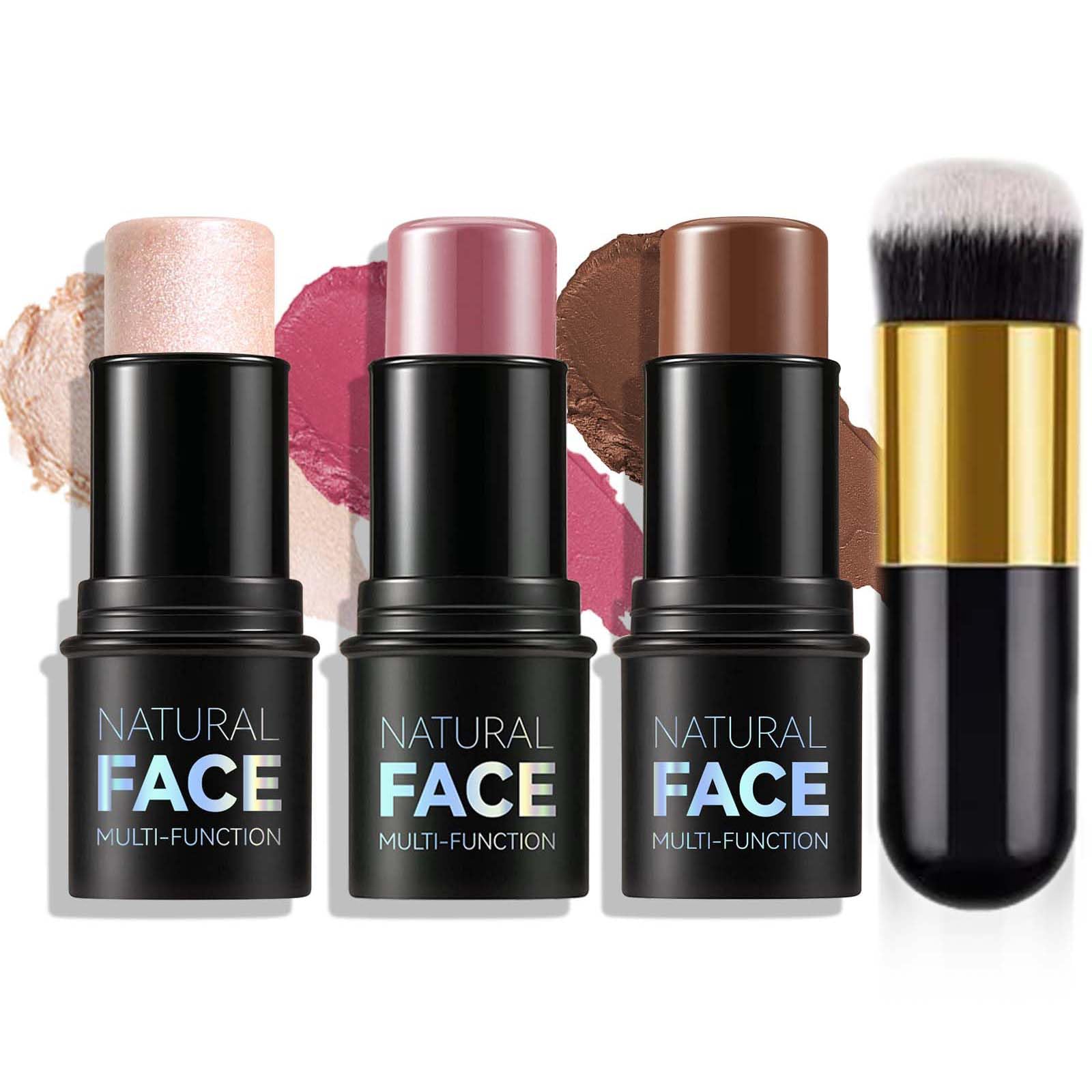 3Pcs Cream Contour Stick Makeup Kit,Create Face Contour,Highlighter Stick,Blush stick for Sculpt the Cheeks,Bronzer Contour Sticks,Waterproof and