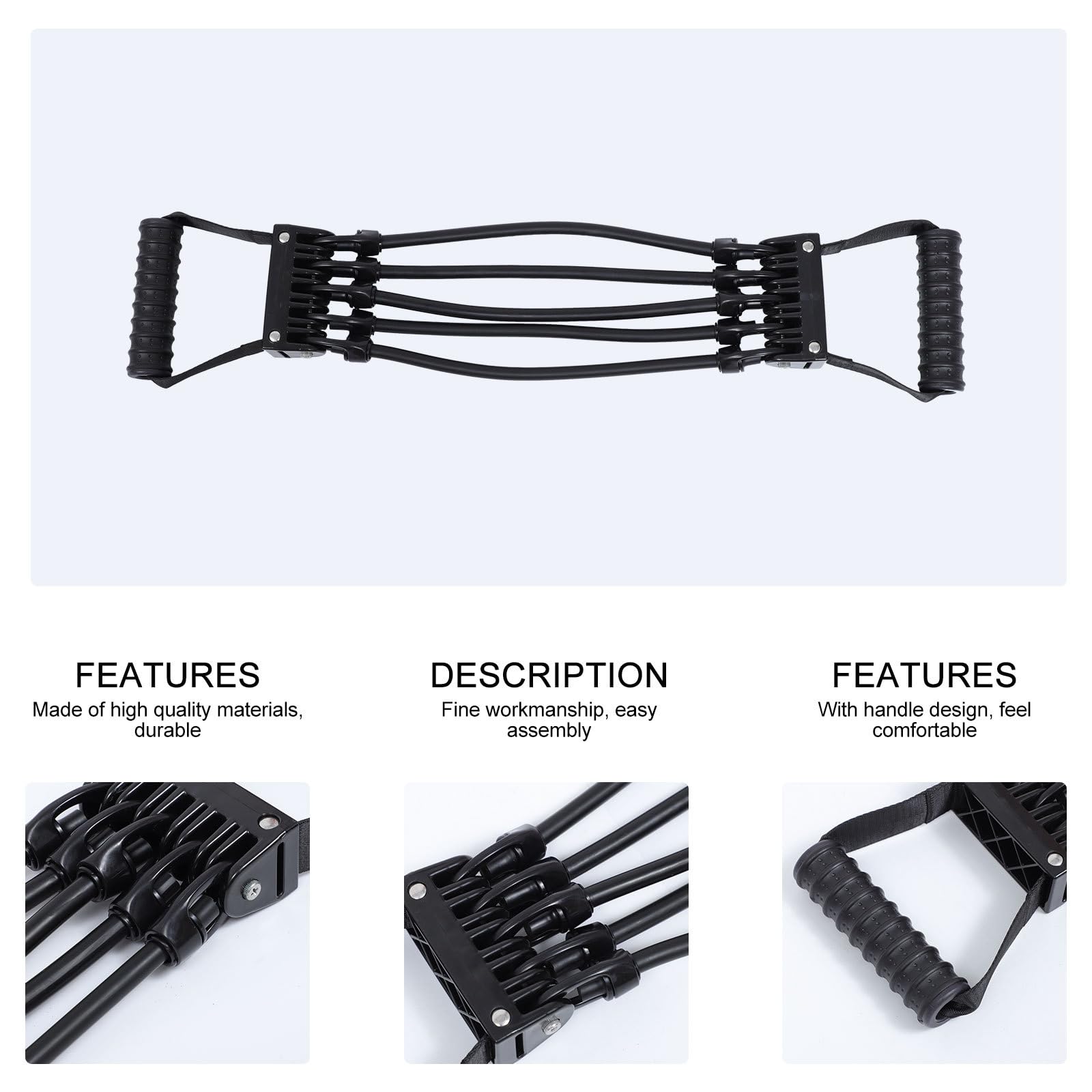 Kichvoe Banda Elástica de Resistencia para Fitness, Expansor de Pecho Ajustable de Tamaño Mediano, Cinta Elástica Negra para Ejercitar Pecho en Casa y Entrenamiento de Fuerza