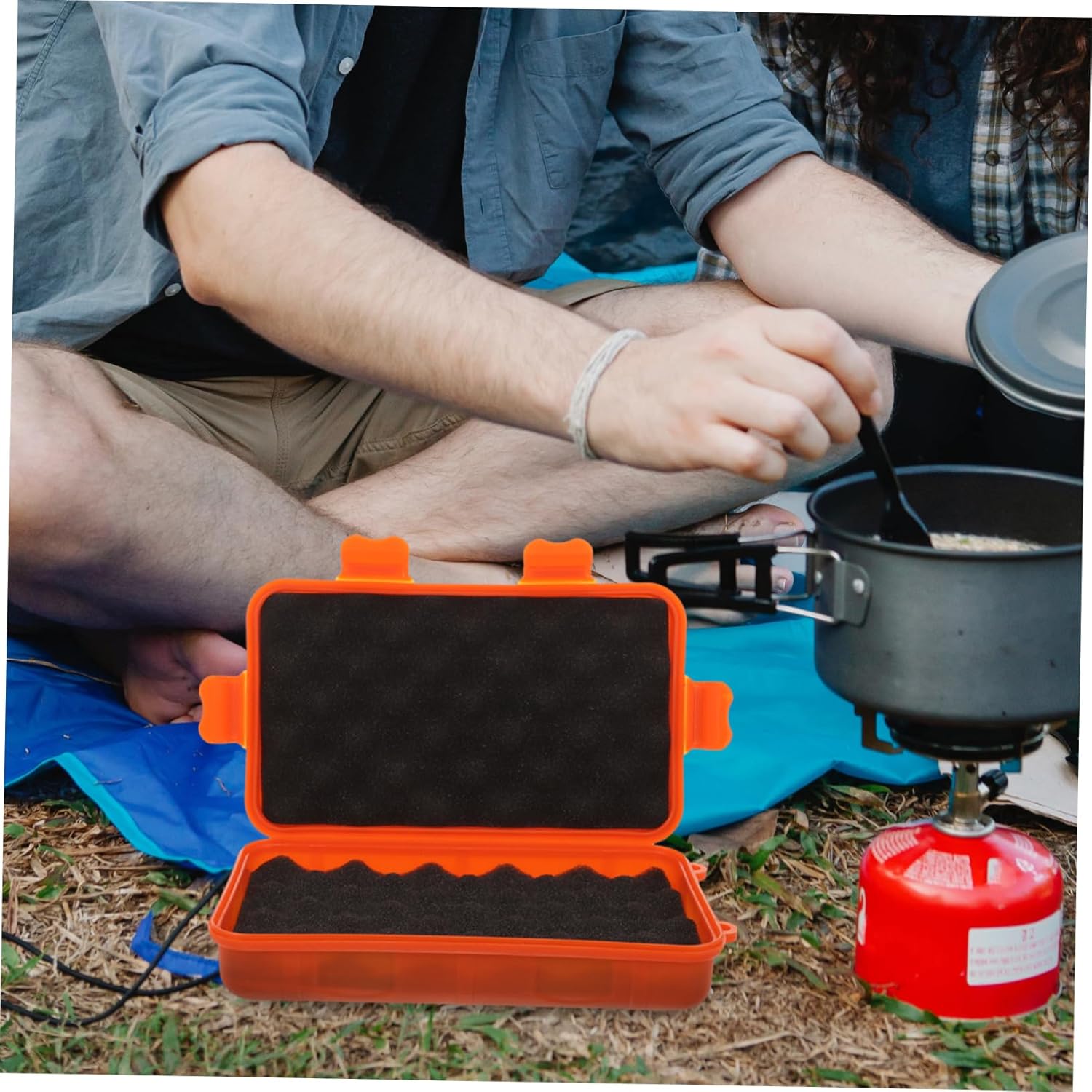 Outdoor Survival Box Shockproof Tool Organizer Portable Storage Container for Camping Workshop Household Use Oversized Orange