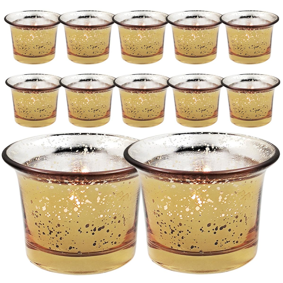 12 Stück Glas Teelichthalter Becher für Selbstgemacht Kerzen, Gold