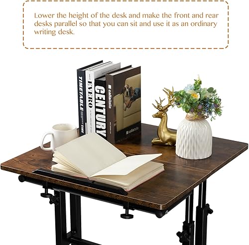 Vista 48 de SIDUCAL Escritorio de pie pequeño, escritorio portátil de pie, convertidor de mesa de pie móvil de altura ajustable con ruedas, estaciones