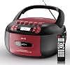 Kuephom CD Player Boombox with Cassette Player,Bluetooth,Radios and Remote - CDMP3USB Player with Stereo Sound - Tape recordingSleep TimerEarphone Jack - ACBattery Powered for HomeOutdoorGift