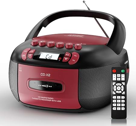 Amazon.com: M-Amazup Boombox CD Player Portable, Cassette Player