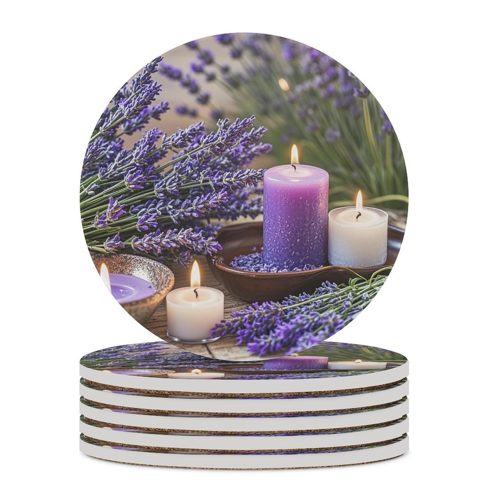 Dessous de verre pour table basse ambiance lavande et pause café cocooning