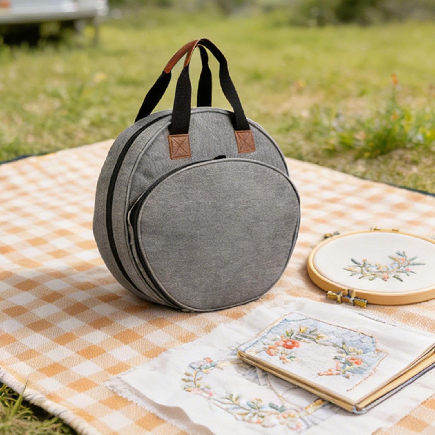 Storage Bag for Embroidery Supplies, Gray