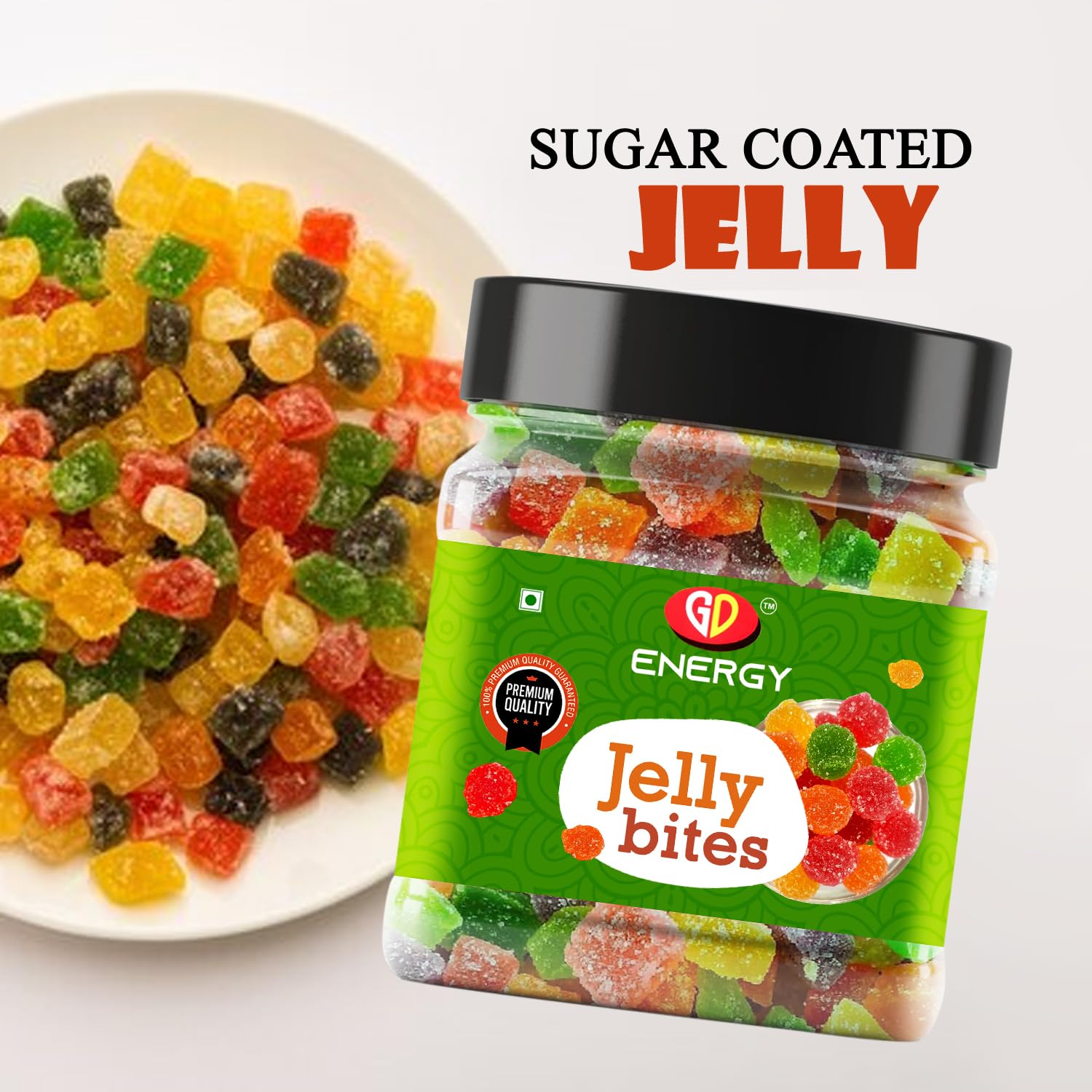 GD Energy Jelly Bites | Fruit Jelly | Fruit Jelly Bites, Sugar Coated Jelly Candy Bites | Juicy Jellies (200g) - Image 2 thumbnail
