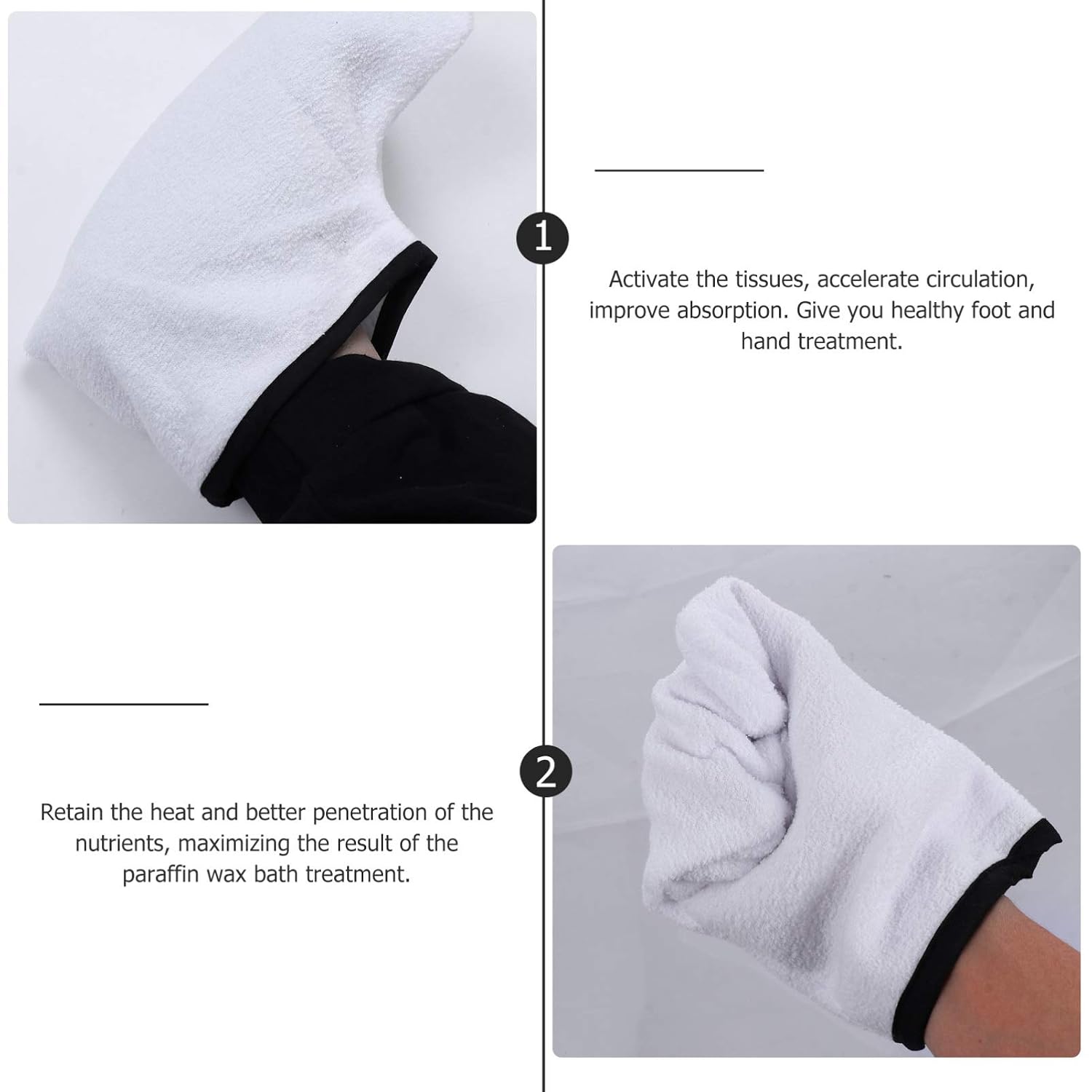 Beaupretty 4pcs Paraffin Wax Work Gloves Booties Wax Bath Hand Treatment Mitts Foot Spa Cover for Women Soft Cotton Mittens Feet Hand Care Set