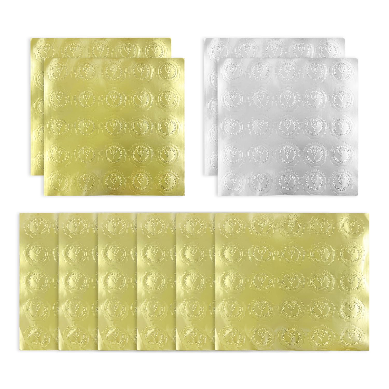 Rnskfg Gold/Silver 250 Love Envelope Stickers, Invitation Decorative Stickers, Self-Adhesive Envelope Sealing Stickers, Party Supplies.