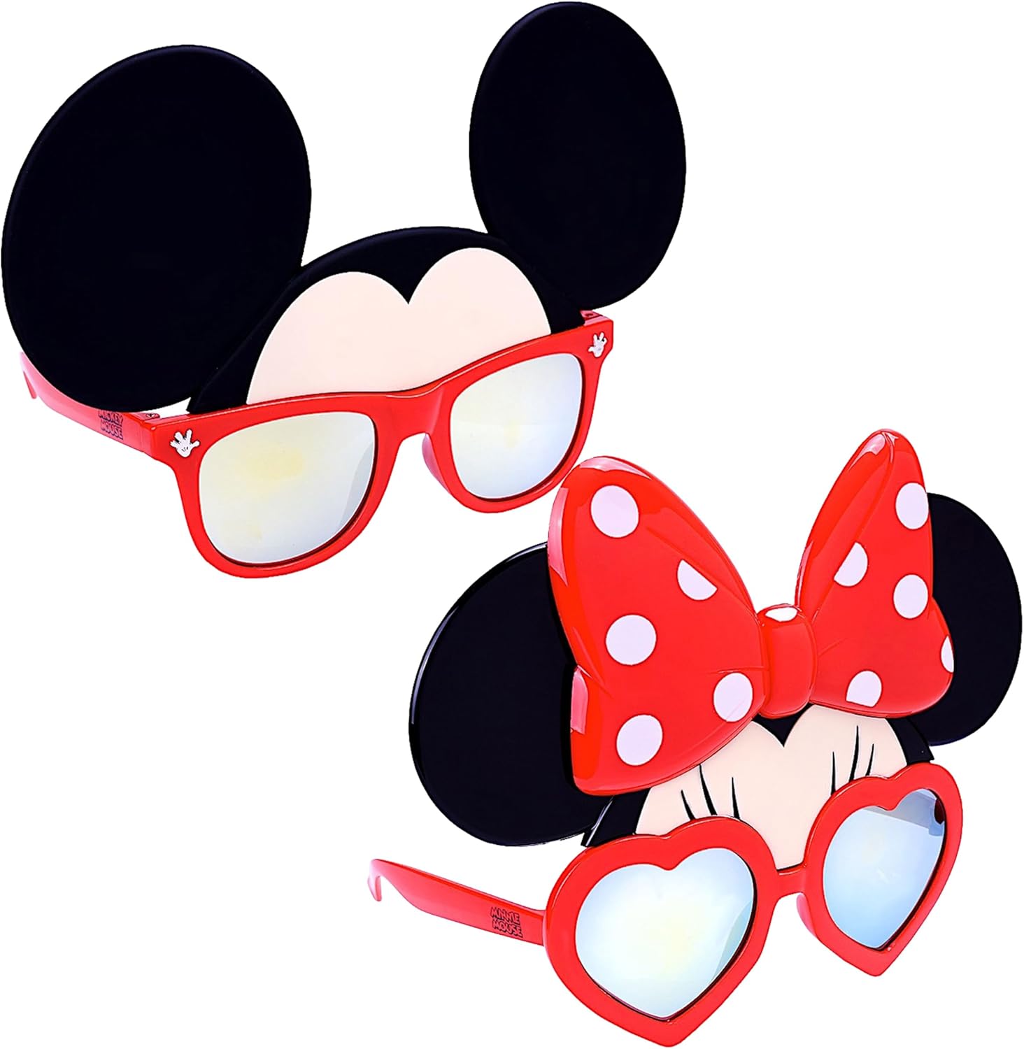Sun-Staches Mickey & Minnie Sunglasses – 2 Pack Disney Couples Costume Accessory for Cosplay, Park or Halloween | Officially Licensed | One Size Fits Most