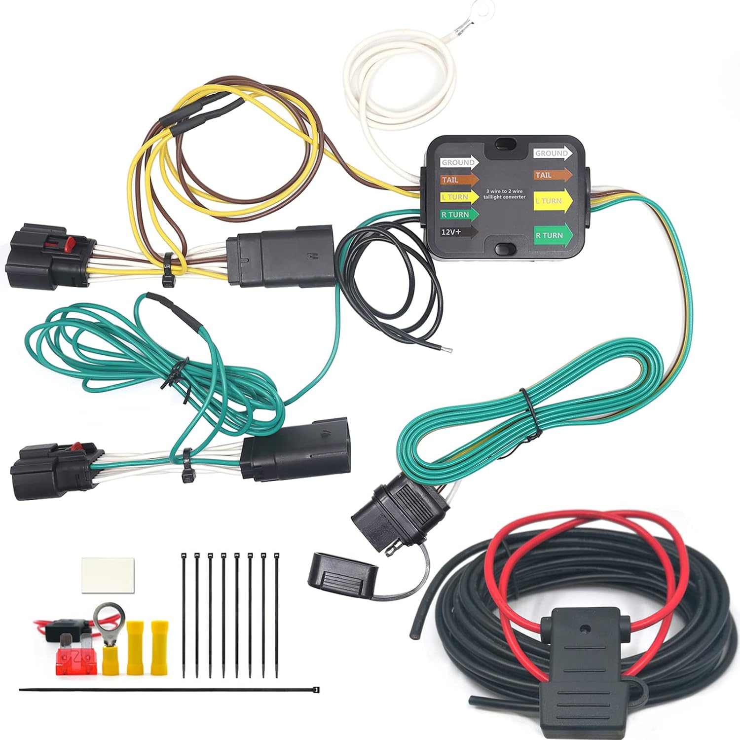 Custom Fit Vehicle Wiring Harness Kit, 4 Way Flat Trailer Connector, Compatible with 2018-2024 Jeep Wrangler; Jeep Gladiator (2020-2023)