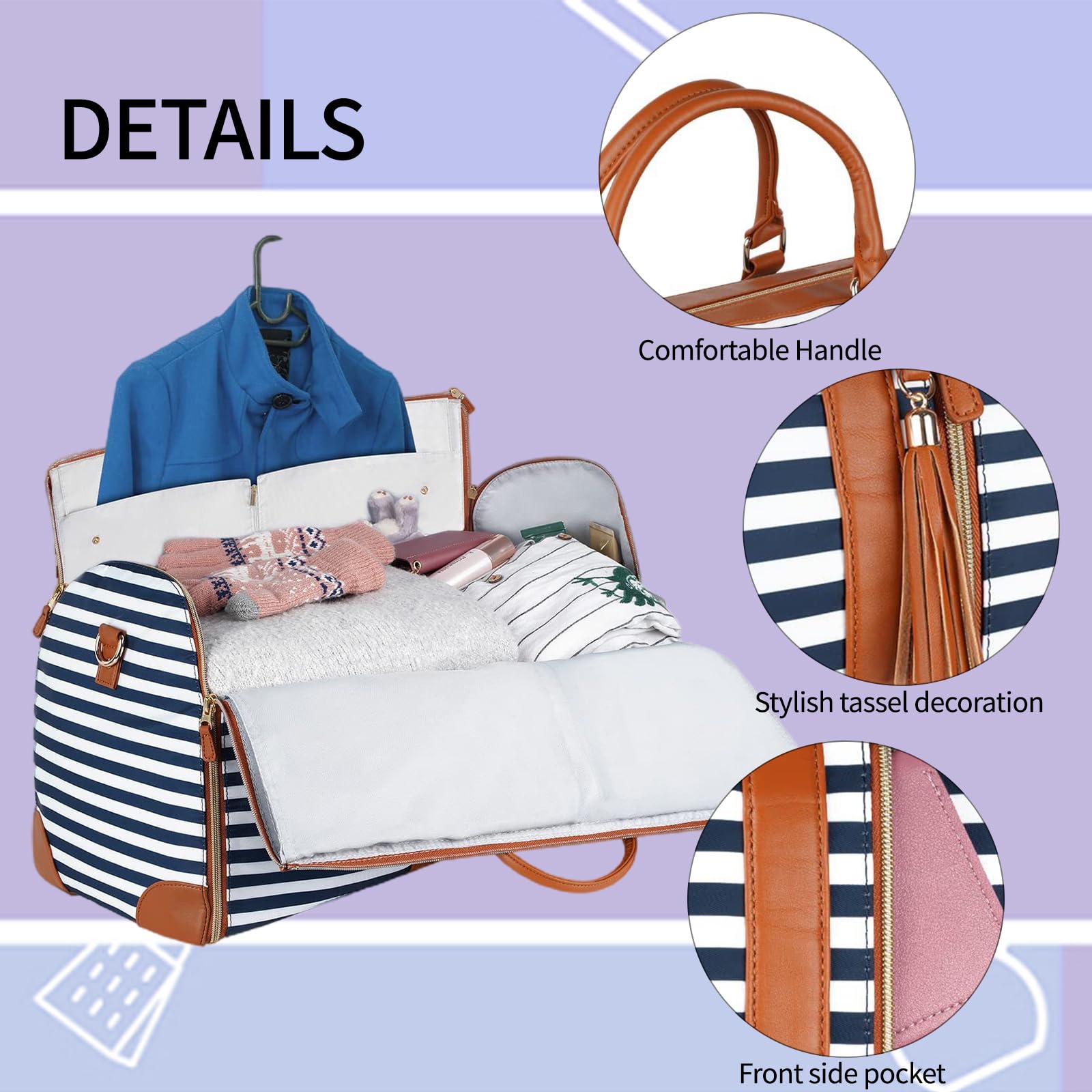 Reisetasche Faltbar, 2 in 1 Umwandelbarer Kleidersack, Anzugtasche Reisetasche große Reisetaschen mit Schuhbeutel, Große Kapazität Wasserdichter Kleidertaschen für Damen Und Herren (Königsblau)