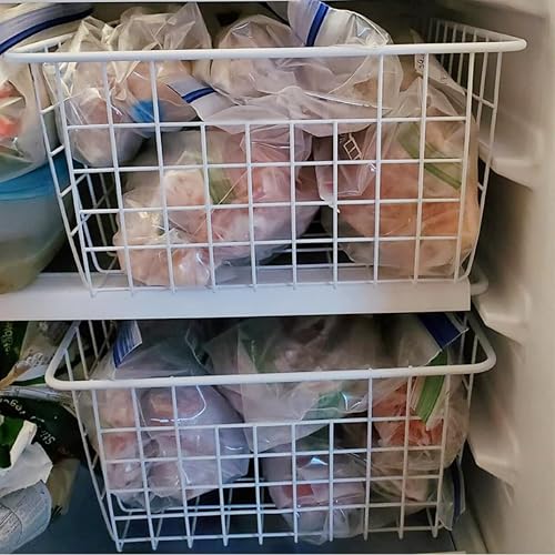 Miniatura 9 de LOSYHU Paquete de 3 cestas de almacenamiento de alambre grandes, cestas de despensa para el hogar, cestas de alambre para organizar, cestas de metal